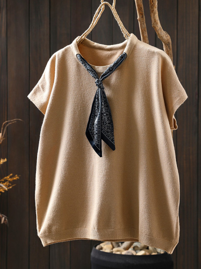 新作スカーフタイ若見え ノースリーブTシャツトップス