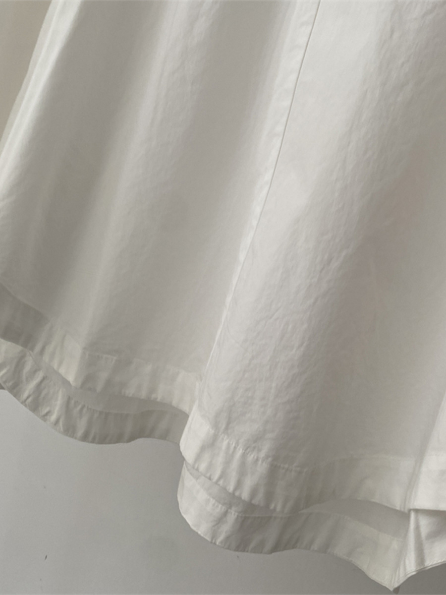 レトロ風ラグランスリーブ長袖コットンブラウス-Sodemai