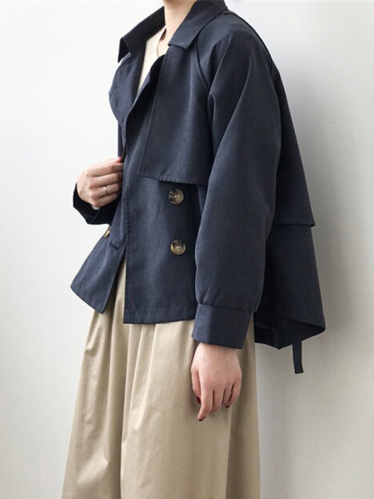 小柄さん向けレトロ風ゆったりショート丈ワークジャケット