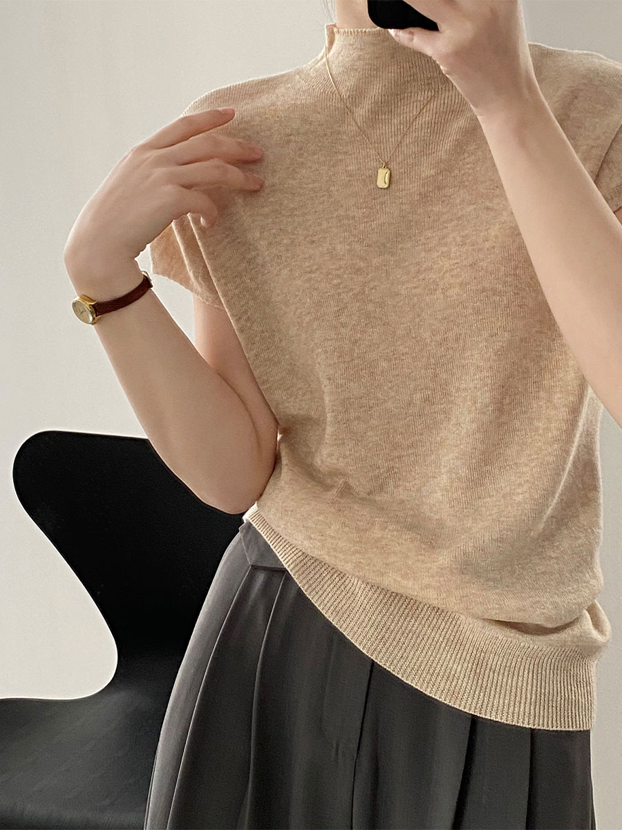 春秋ニットモックネックTシャツ-Sodemai