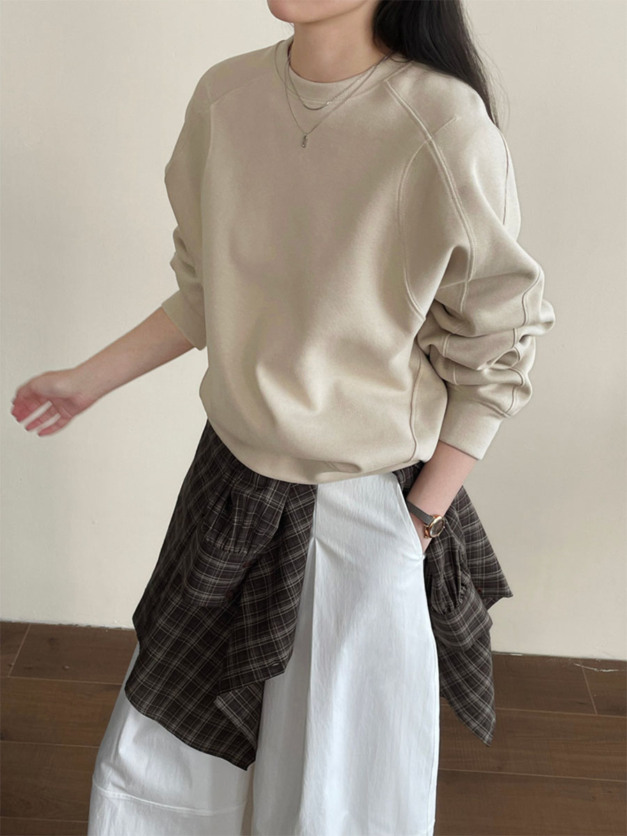 ゆったりショート丈クルーネックスウェット-Sodemai