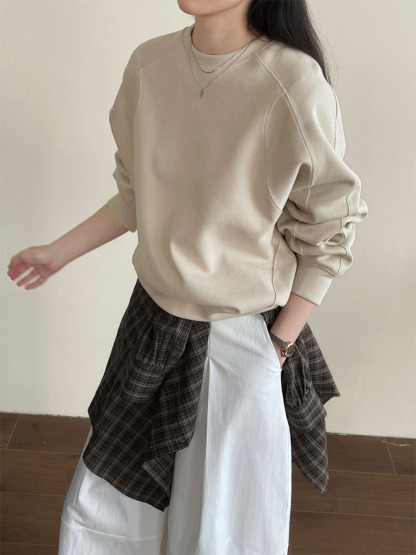 ゆったりショート丈クルーネックスウェット-Sodemai