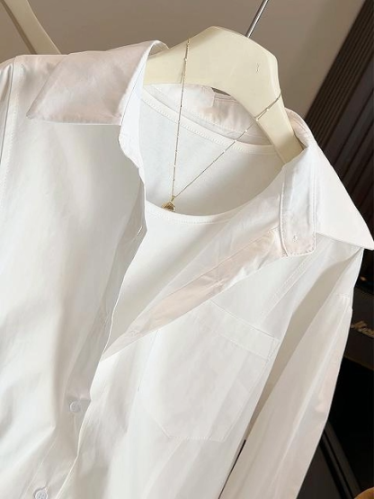 ゆったり体型カバーフェイクレイヤードチュールフリル裾付きブラウス
