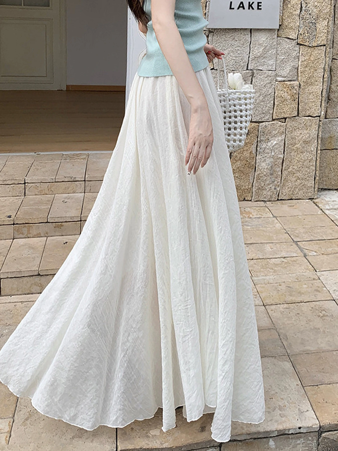 「身長152cm以上向け」コットンリネンフレアスカート