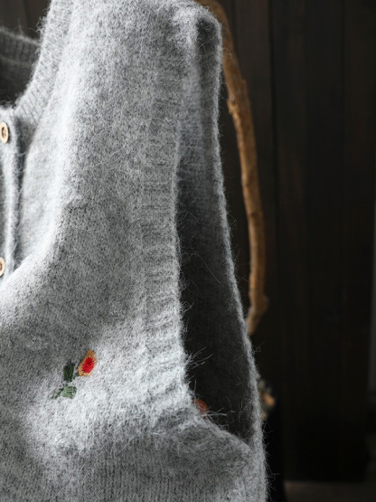 レディース新作重ね着用細見え刺繍ニットベスト