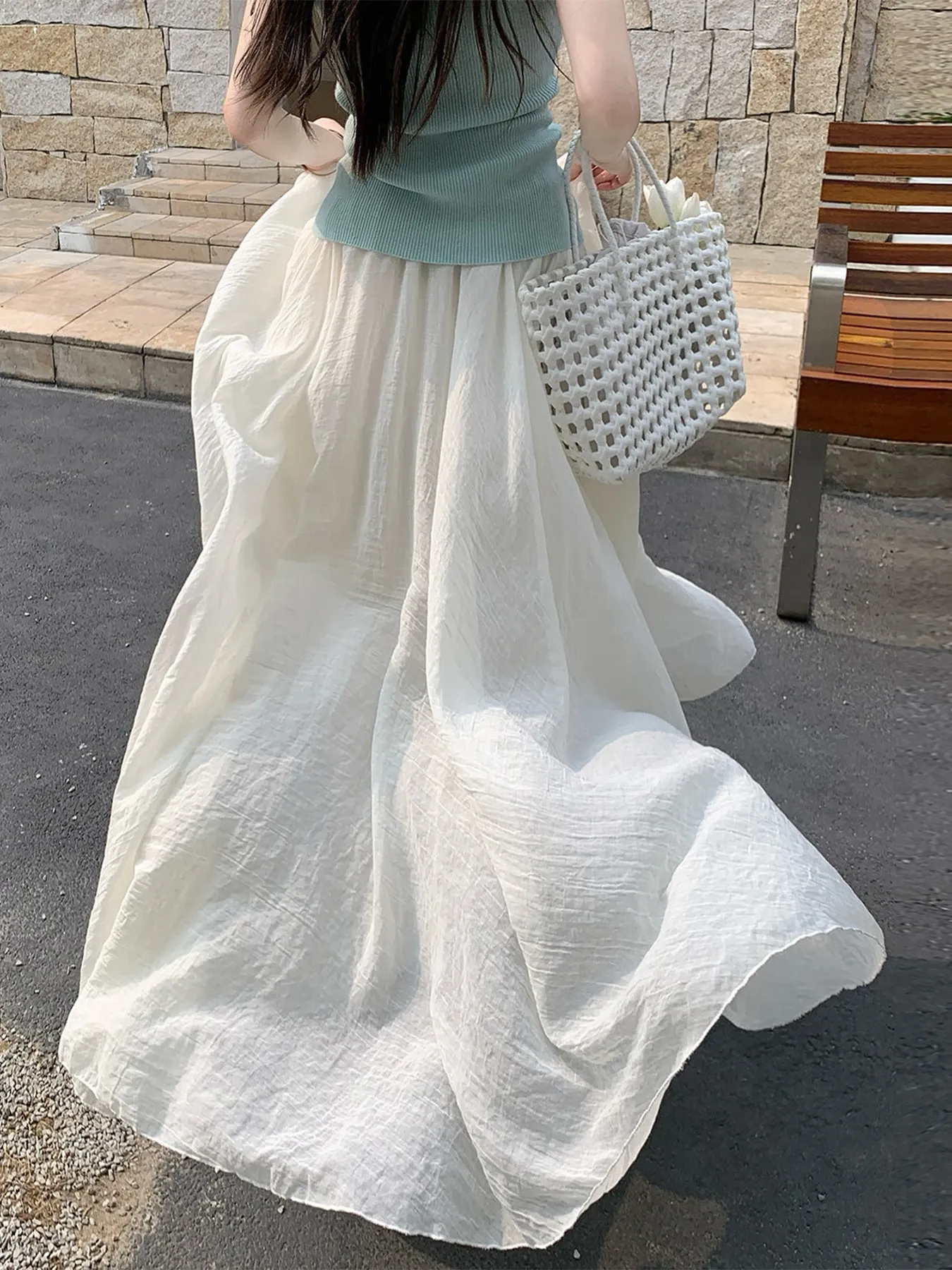 「身長152cm以上向け」コットンリネンフレアスカート