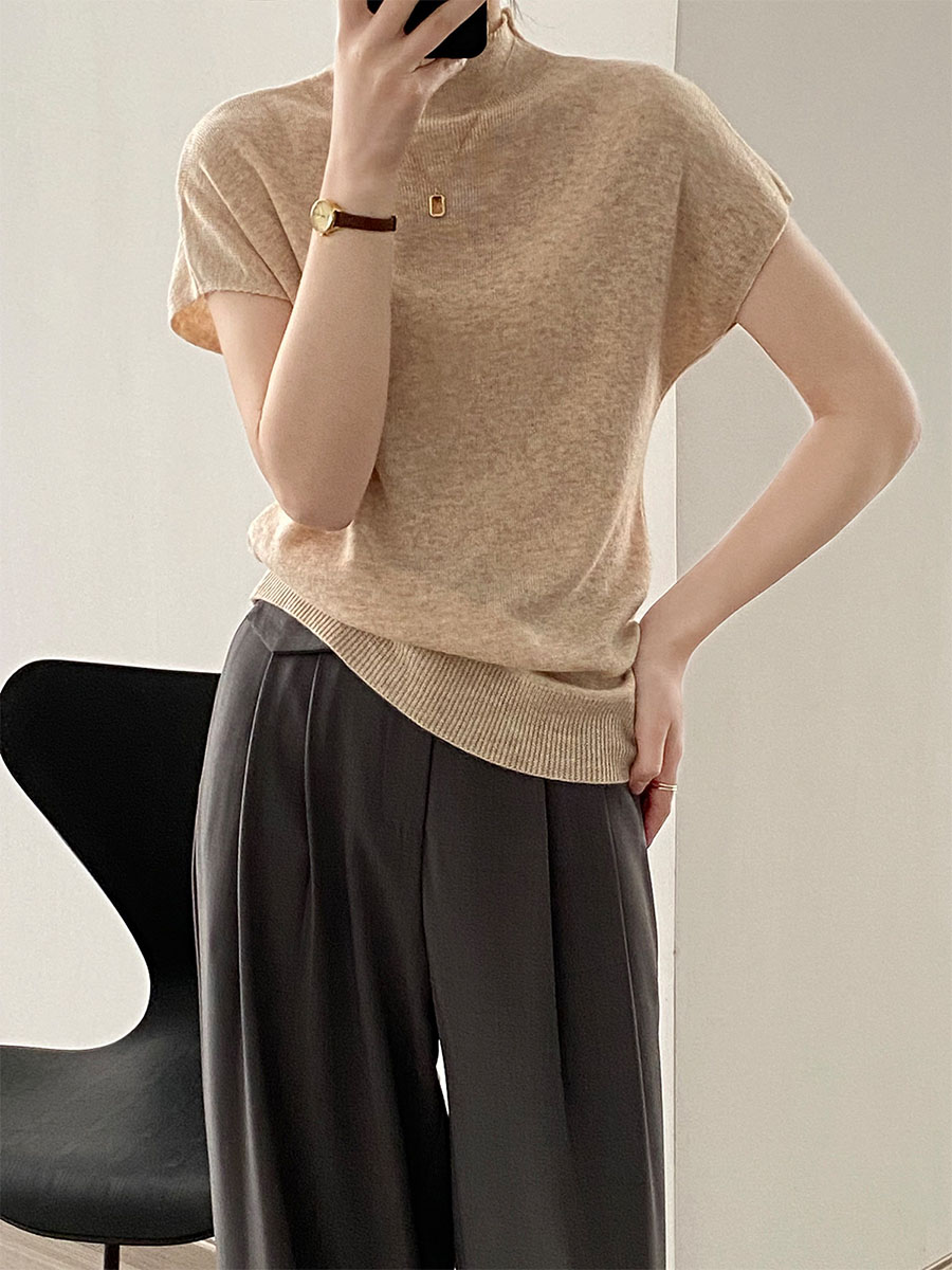 春秋ニットモックネックTシャツ-Sodemai