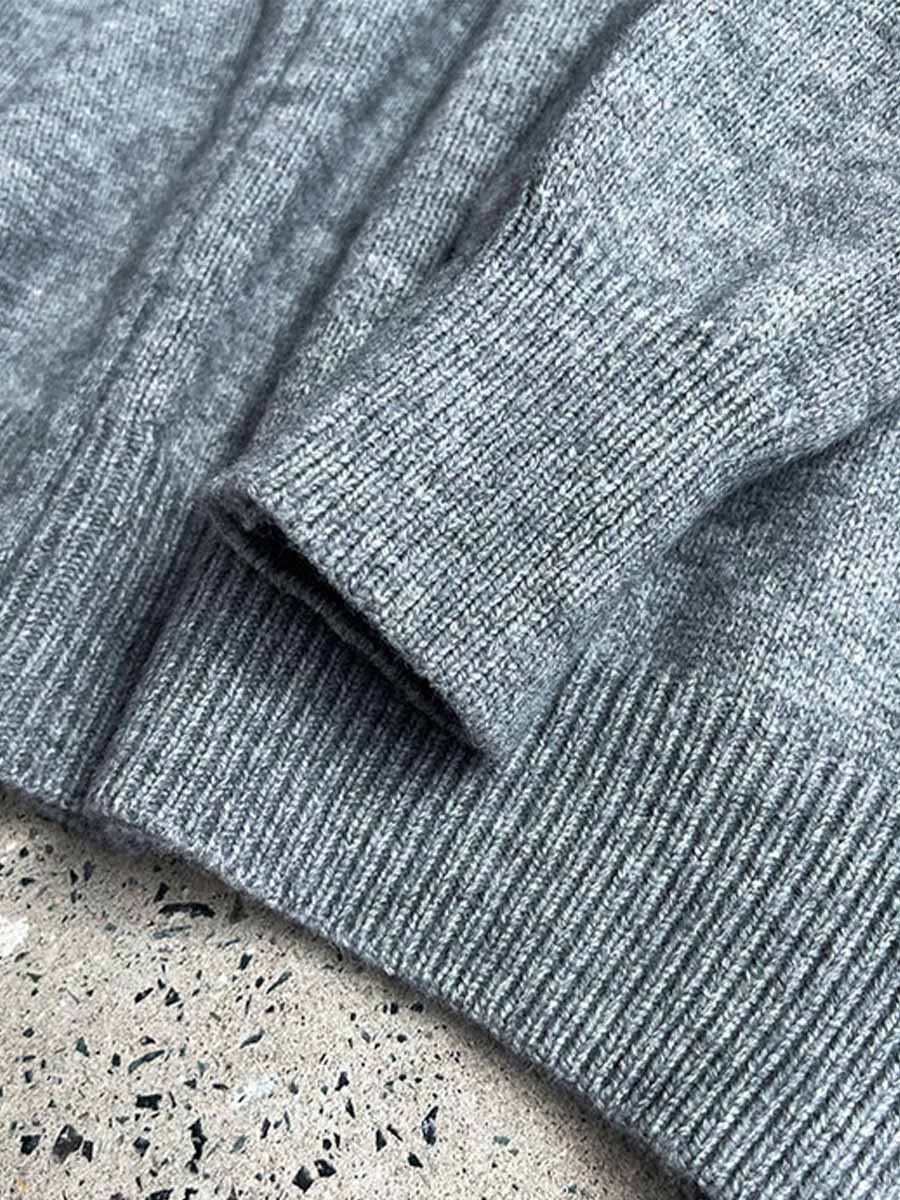 ニットポロ襟ショート丈ダブルジッパーヘッドアウター-Sodemai