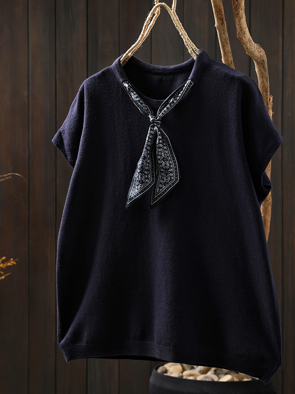 新作スカーフタイ若見え ノースリーブTシャツトップス