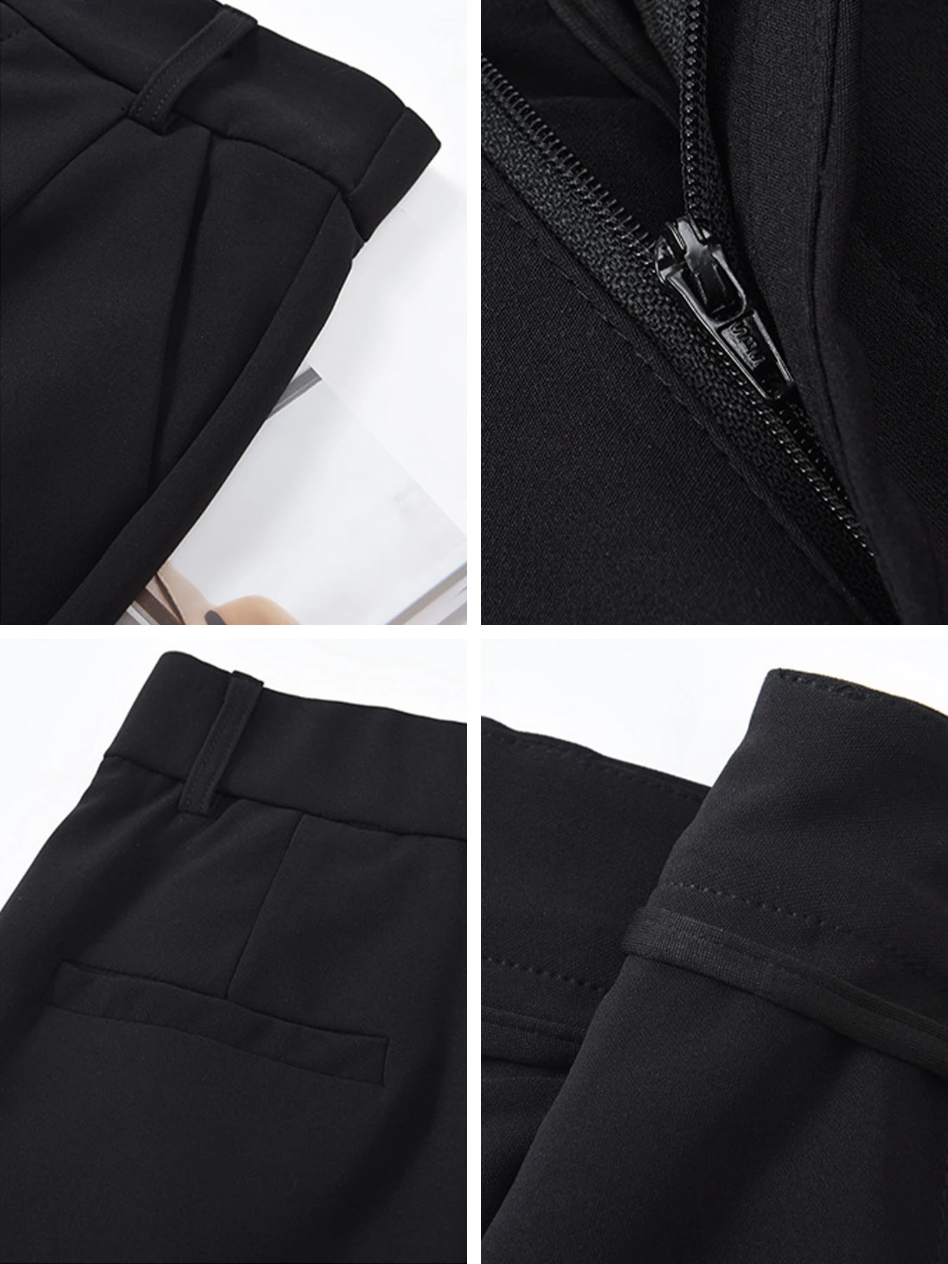 ゆったりストレッチ性のあるスリット入りストレートスラックス