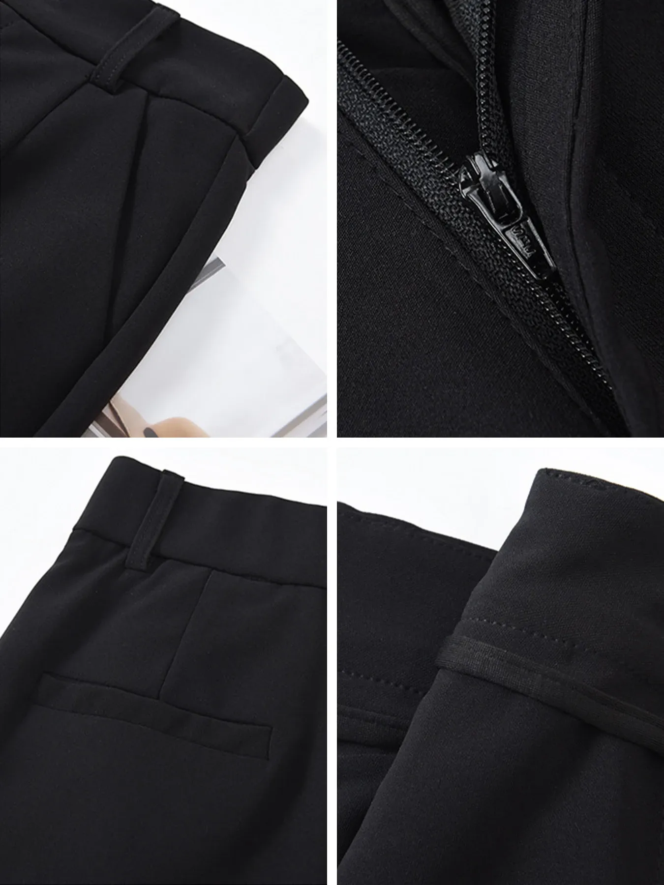 ゆったりストレッチ性のあるスリット入りストレートスラックス
