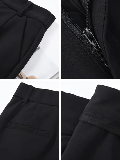 ゆったりストレッチ性のあるスリット入りストレートスラックス