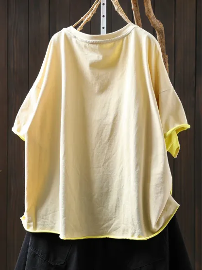【2点7,990円】配色ロールエッジコットン100％半袖Tシャツ