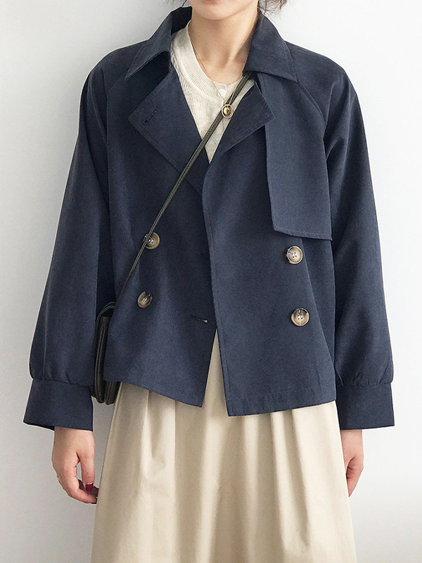 小柄さん向けレトロ風ゆったりショート丈ワークジャケット