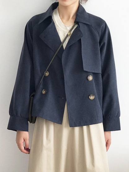 小柄さん向けレトロ風ゆったりショート丈ワークジャケット