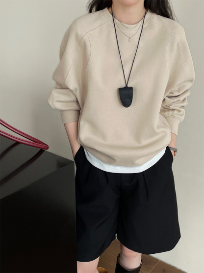 ゆったりショート丈クルーネックスウェット-Sodemai