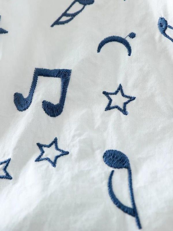 ストライブ刺繍切り替えコットンシャツ