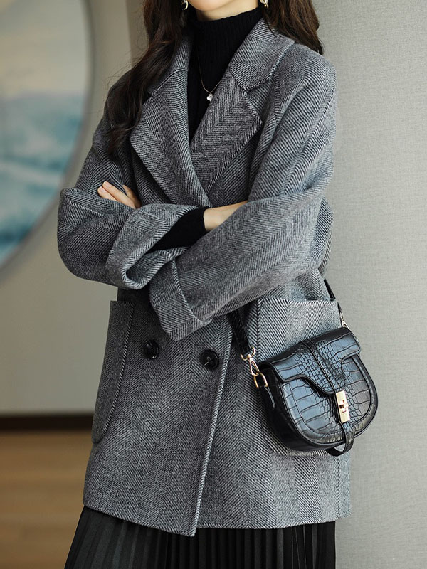 小柄さん向け秋冬用厚手ミディアムロング丈ラシャコート-Sodemai