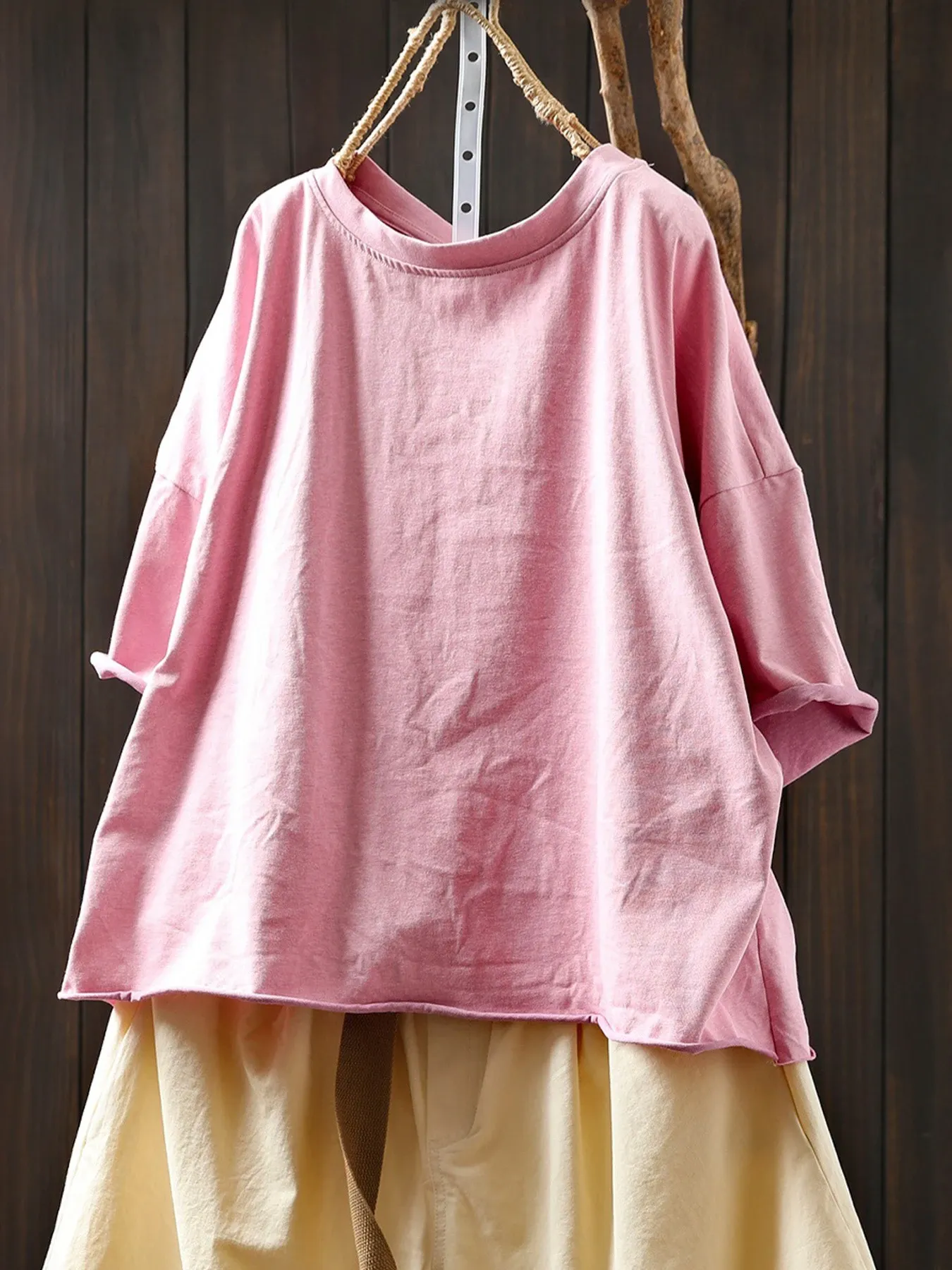 【2点7,990円】配色ロールエッジコットン100％半袖Tシャツ