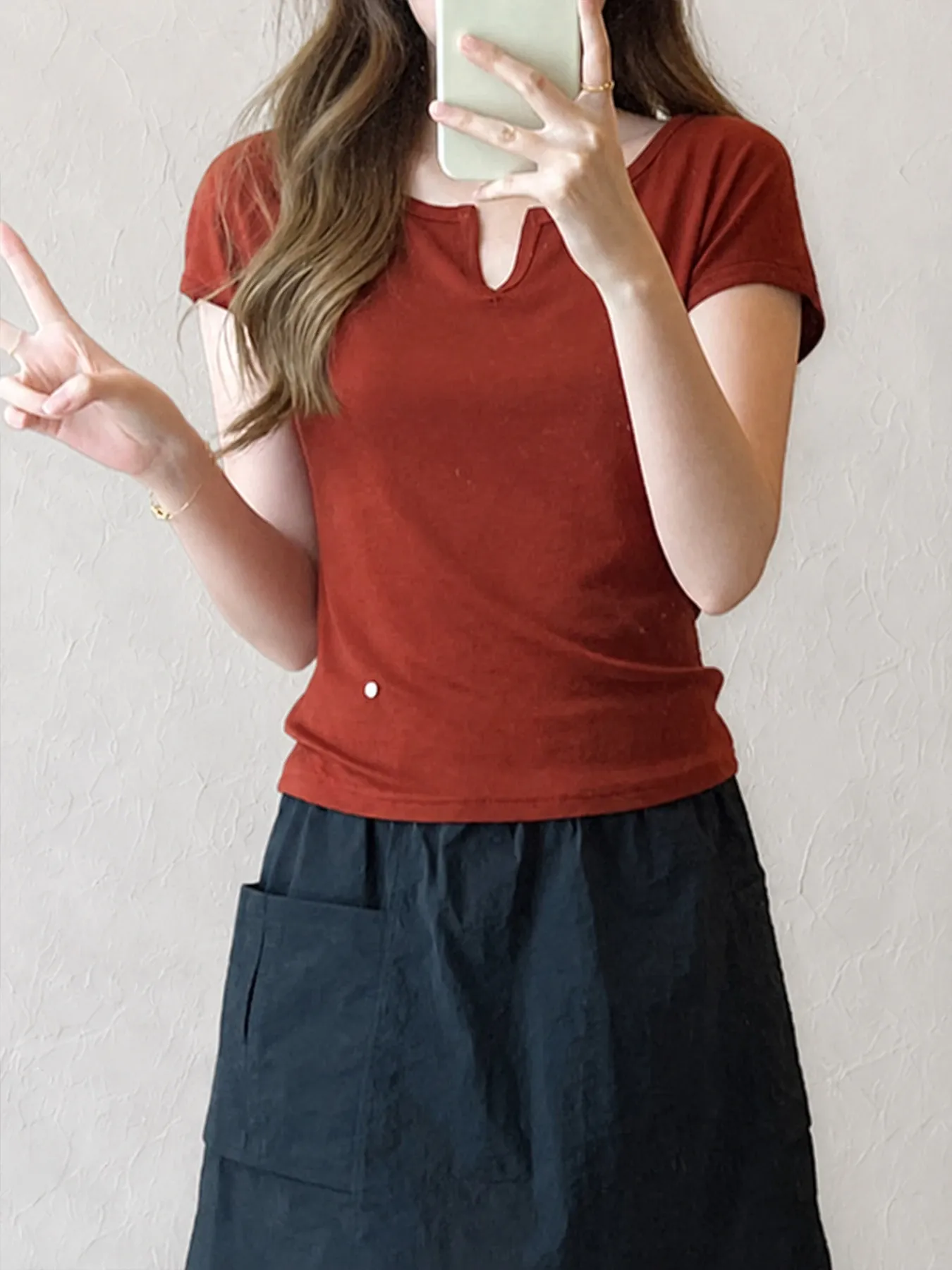 テンセルウール混素材ドルマンスリーブ半袖Tシャツ