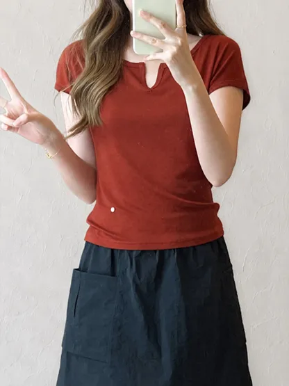 テンセルウール混素材ドルマンスリーブ半袖Tシャツ