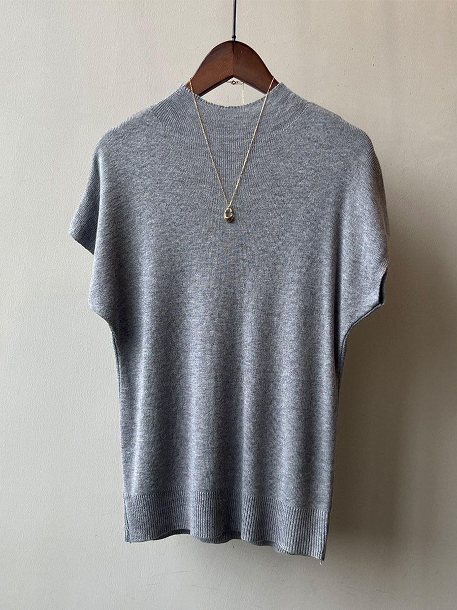 春秋ニットモックネックTシャツ-Sodemai