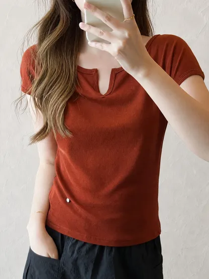 テンセルウール混素材ドルマンスリーブ半袖Tシャツ
