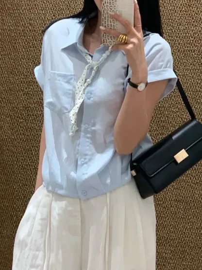 デザイン性のある若見え着回し力抜群半袖シャツ