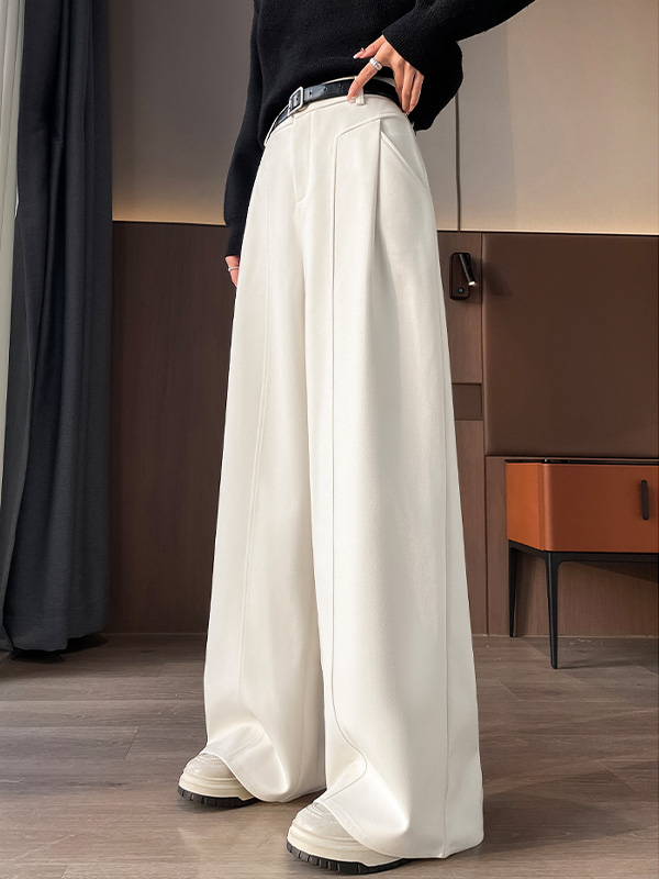 「小柄さんから高身長さんまで対応」秋冬向けラシャストレートワイドスラックス-Sodemai