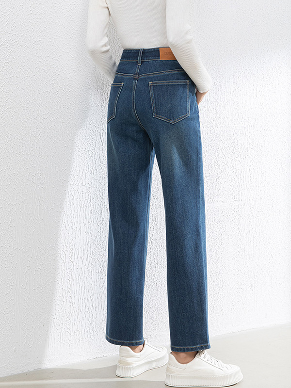 「身長150cm以上向け」新作ハイウエストすっきり見えストレートデニムパンツ