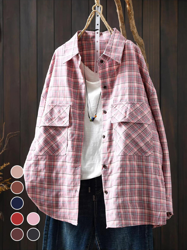 ゆったりシルエットチェック柄シャツ