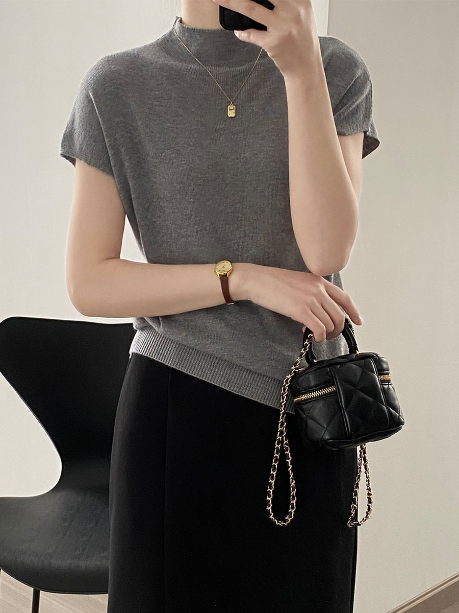 春秋ニットモックネックTシャツ-Sodemai