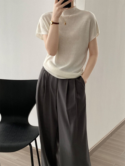 春秋ニットモックネックTシャツ-Sodemai