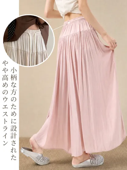 落ち感のあるフレアシルエットすっきり見えワイドパンツ風スカーチョ