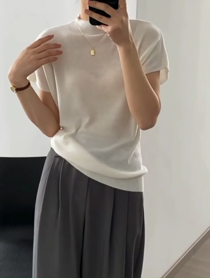 ニットモックネックTシャツ