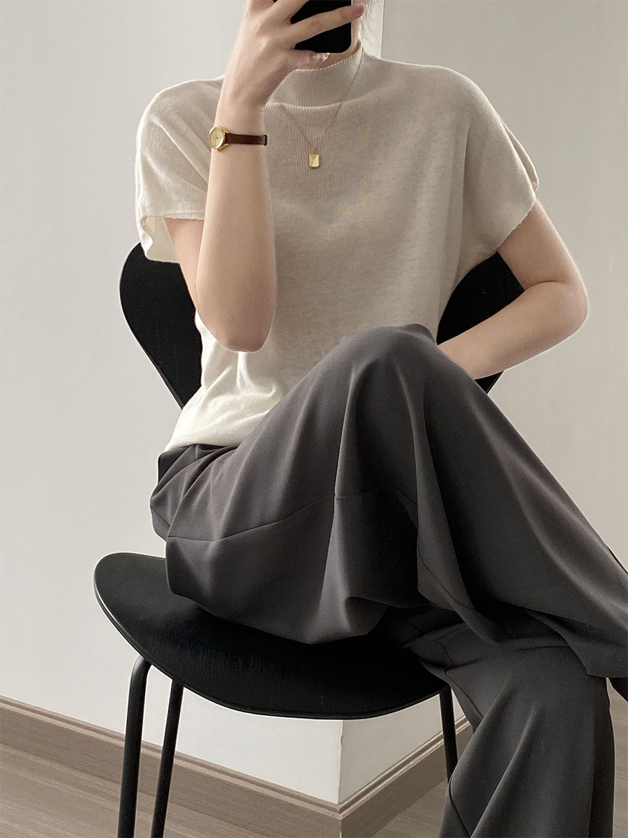 春秋ニットモックネックTシャツ-Sodemai