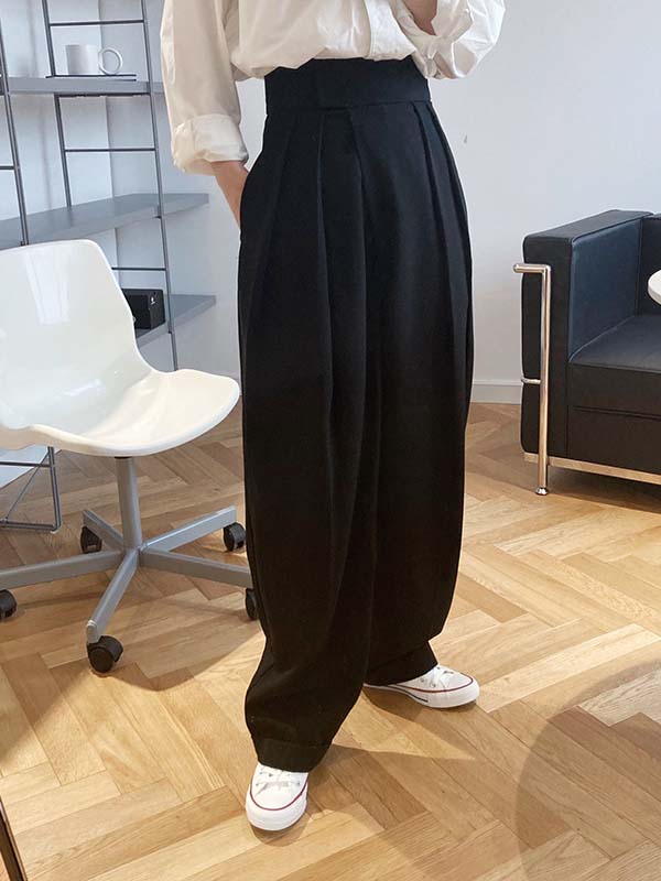 「身長155cm向け」マジックテープ付きハイウエストスラックス-Sodemai