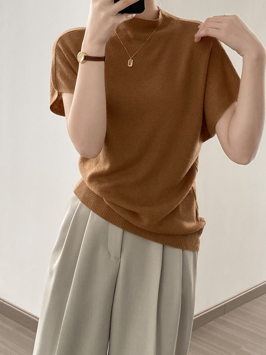 春秋ニットモックネックTシャツ-Sodemai