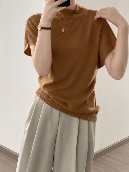 春秋ニットモックネックTシャツ-Sodemai