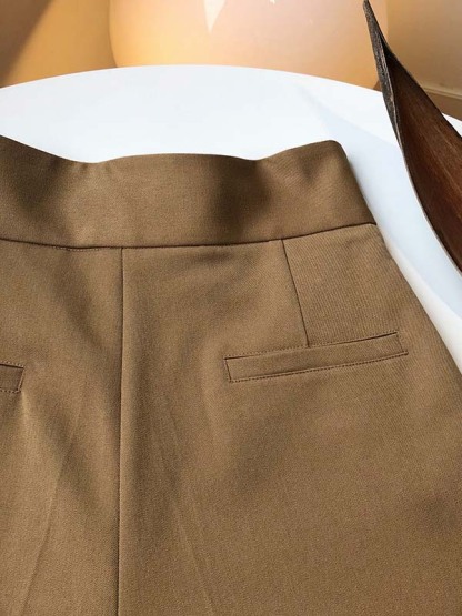 「身長155cm向け」マジックテープ付きハイウエストスラックス-Sodemai