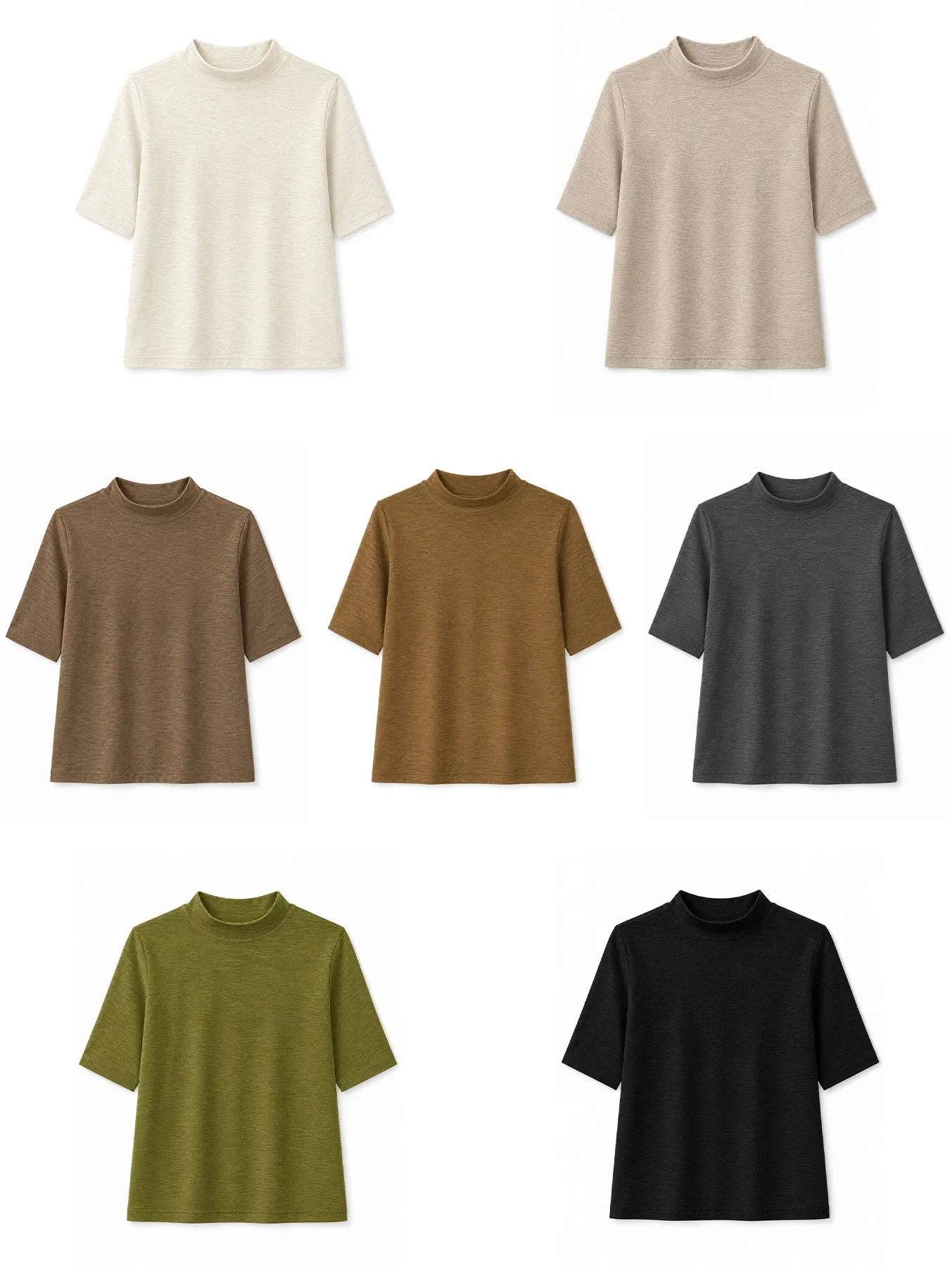通勤用着回しやすいモックネックTシャツ