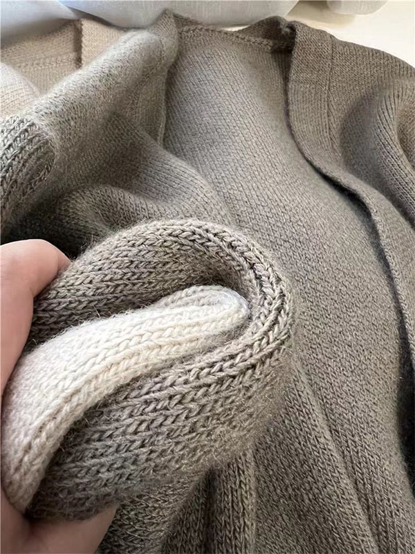 秋冬向け抜け感のある厚手ロングニットカーディガン-Sodemai