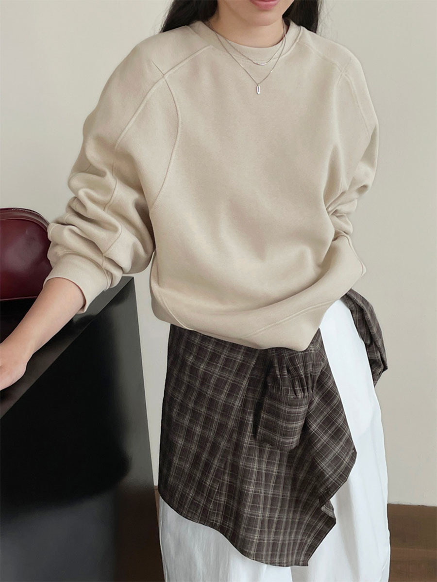 ゆったりショート丈クルーネックスウェット-Sodemai