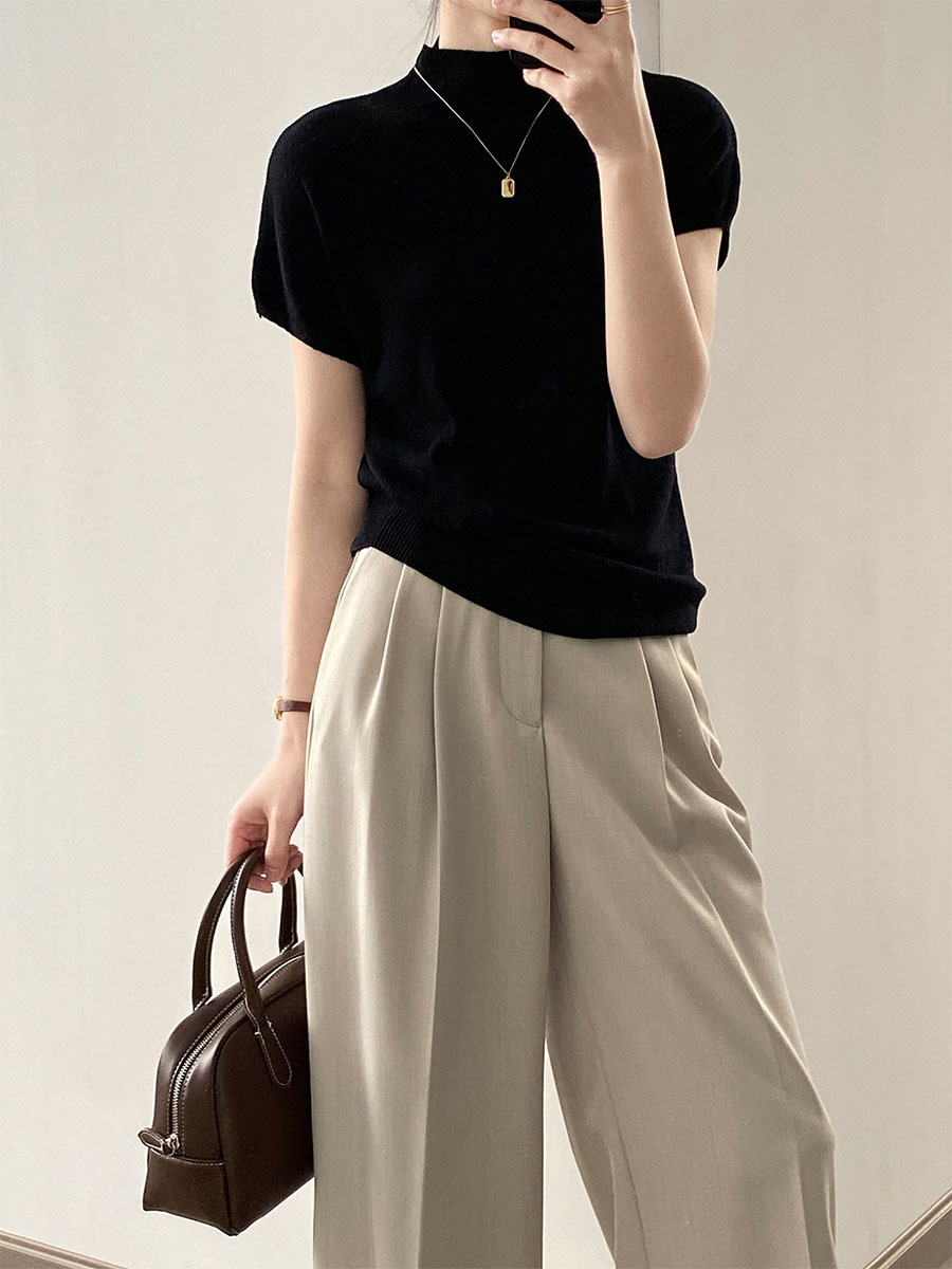 春秋ニットモックネックTシャツ-Sodemai