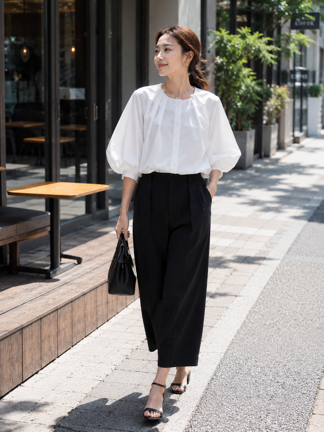 【2点8,260円】レトロフレンチ風パフスリーブブラウス