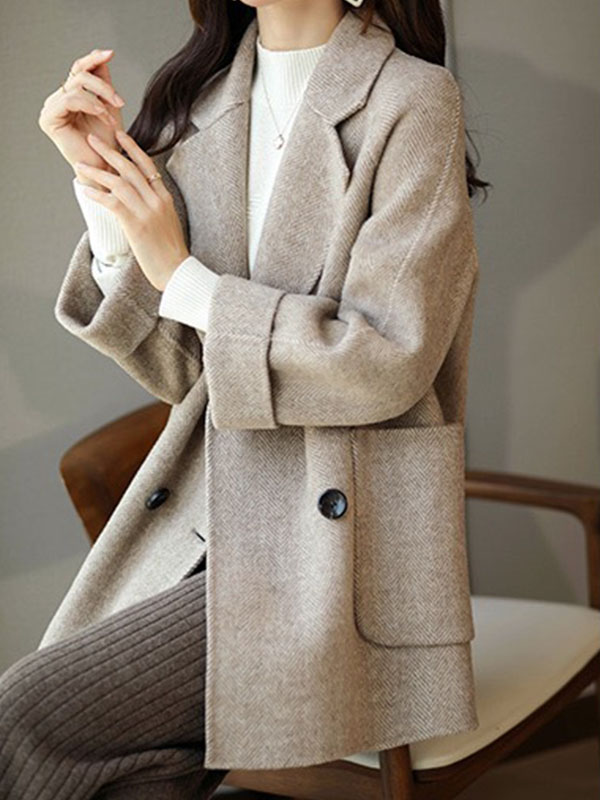小柄さん向け秋冬用厚手ミディアムロング丈ラシャコート-Sodemai