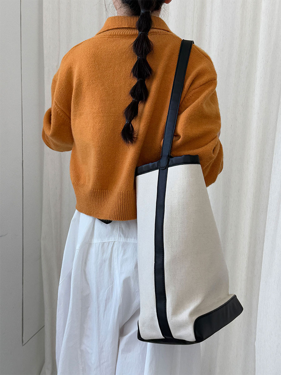 ニットポロ襟ショート丈ダブルジッパーヘッドアウター-Sodemai