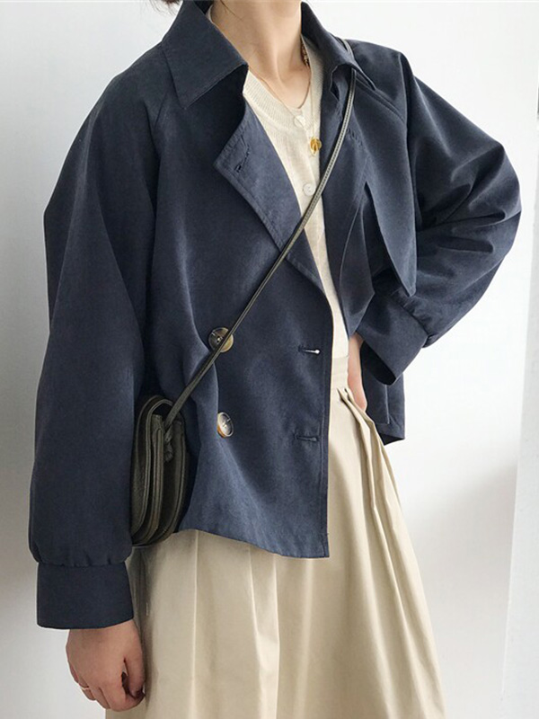 小柄さん向けレトロ風ゆったりショート丈ワークジャケット