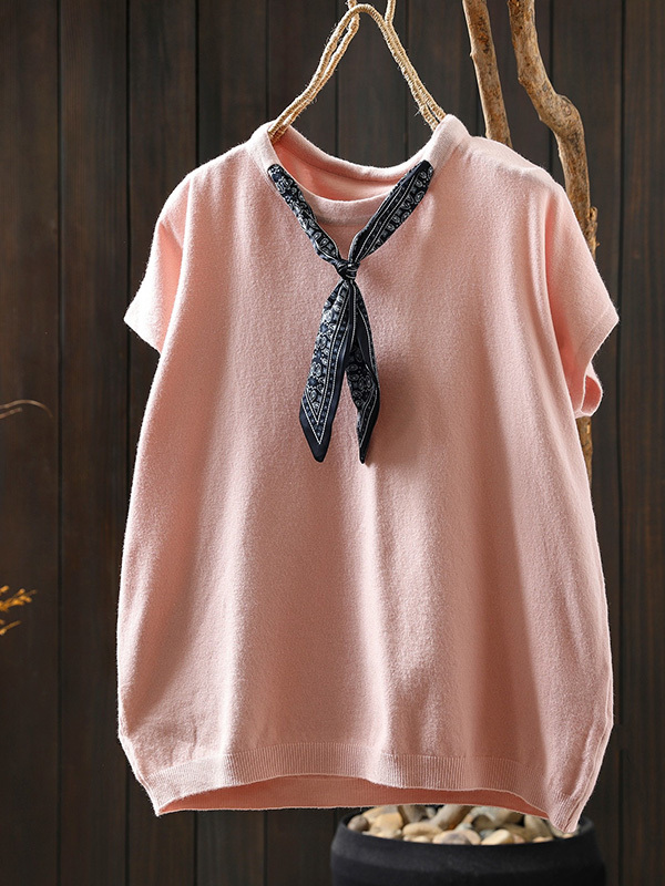 新作スカーフタイ若見え ノースリーブTシャツトップス