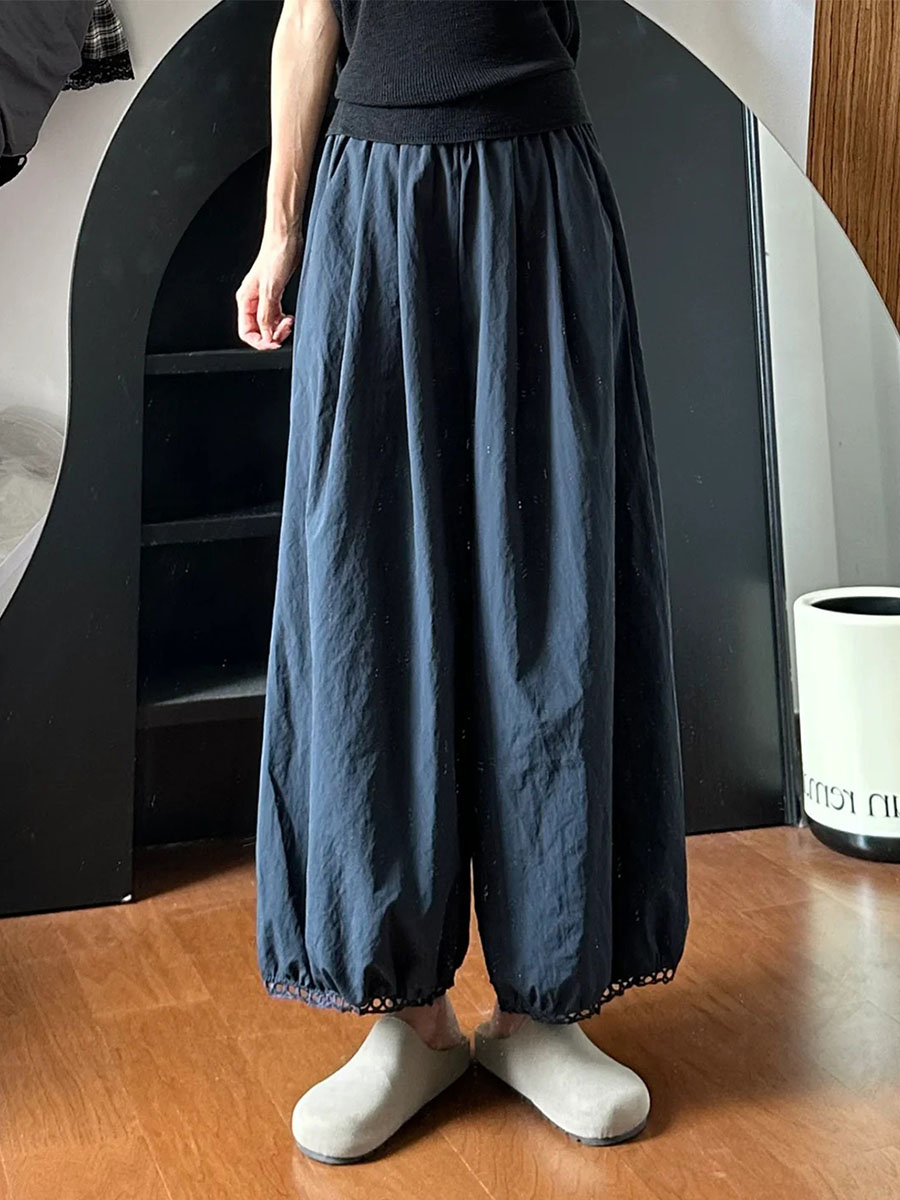 「身長145～160cm向け」小柄さん向け細見えハイウエストワイドバルーンパンツ-Sodemai